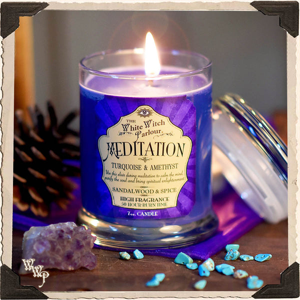 MEDITATION Elixir Apothecary CANDLE 7oz. For Wisdom, Peace & Spiritual Enlightenment. White Witch Parlour