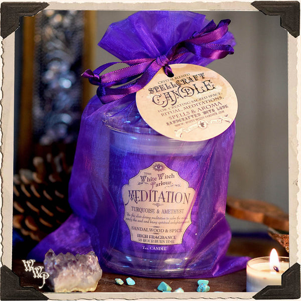 MEDITATION Elixir Apothecary CANDLE 7oz. For Wisdom, Peace & Spiritual Enlightenment. White Witch Parlour