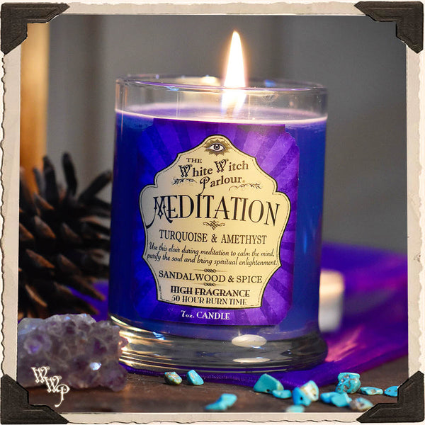MEDITATION Elixir Apothecary CANDLE 7oz. For Wisdom, Peace & Spiritual Enlightenment. White Witch Parlour