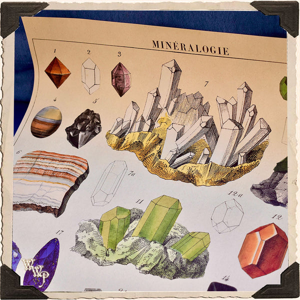 DISCONTINUED: ' GEMSTONES & MINEROLOGY ' CRYSTALS POSTER. Vintage Style Print For Sacred Space Decor