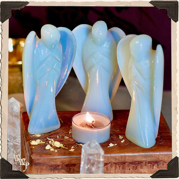 LARGE OPALITE ANGEL TOTEM. For Guidance, Seeking Light & Peace. White Witch Parlour