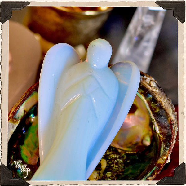 LARGE OPALITE ANGEL TOTEM. For Guidance, Seeking Light & Peace. White Witch Parlour