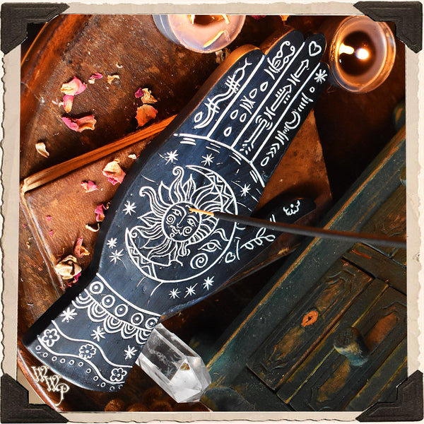 BOHEMIAN HAND DECOR Incense Stick & Cone Burner White Witch Parlour