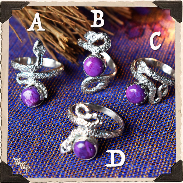 LIMITED EDITION : COPPER & PURPLE TURQUOISE POISON RING. For Empaths & Psychic Development. Sterling Silver.( SKU:PCT11 ) White Witch Parlour