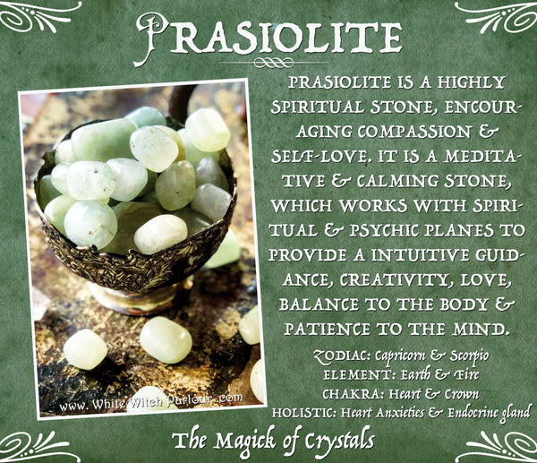 PRASIOLITE TUMBLED CRYSTAL. For Connection to Higher Self, Loving Energy & Meditation.