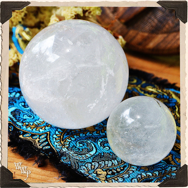CLEAR QUARTZ SPHERE Crystal. Spiritual Purification & Energy Amplifier. White Witch Parlour
