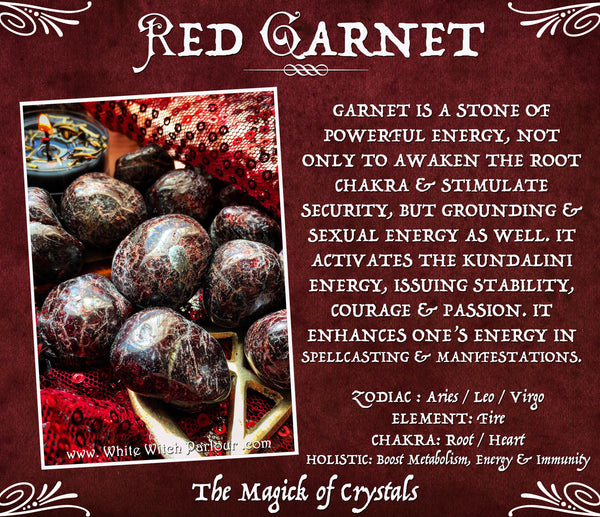RED GARNET TUMBLED CRYSTAL. For Sexuality, Root Chakra, Success & Power. White Witch Parlour