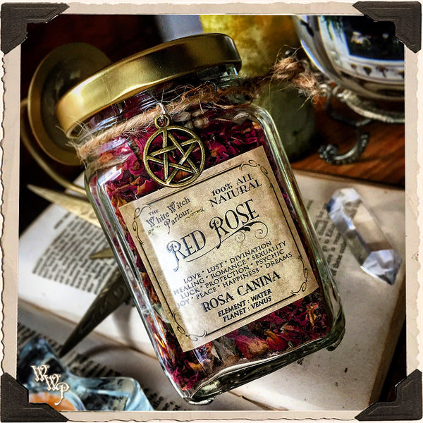 RED ROSE BUDS APOTHECARY. Dried Herbs. For Love, Trust & Innocence. White Witch Parlour