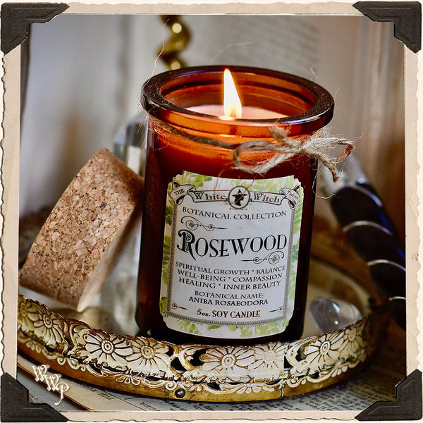 ROSEWOOD CANDLE APOTHECARY 5oz. For Spiritual Healing, Beauty, Truth & Divination. White Witch Parlour
