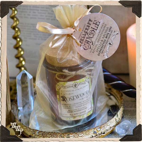 ROSEWOOD CANDLE APOTHECARY 5oz. For Spiritual Healing, Beauty, Truth & Divination. White Witch Parlour
