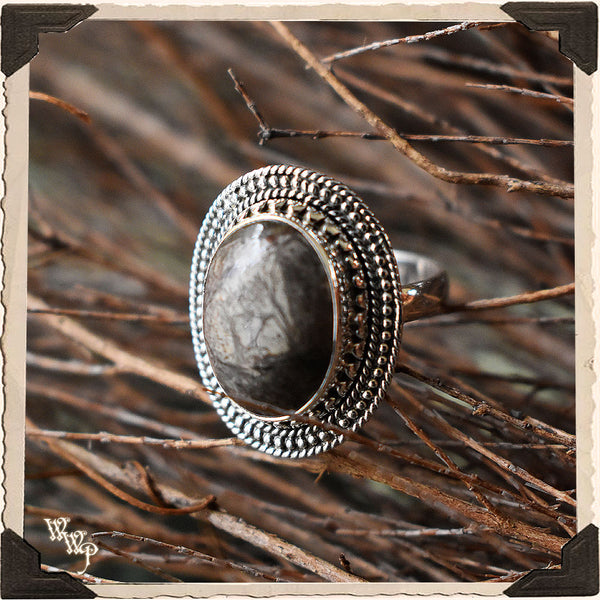LIMITED EDITION : MUSHROOM RHYOLITE RING. For Detoxing, Grounding & Passion. White Witch Parlour