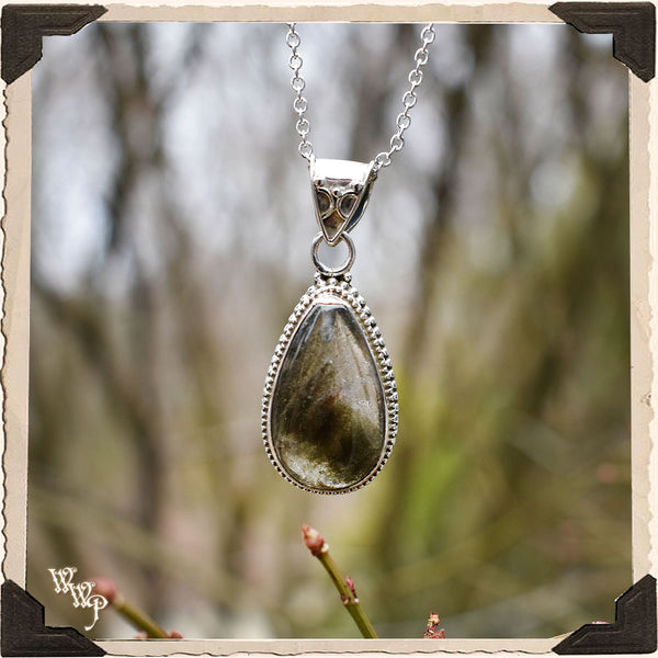 LIMITED EDITION : GREEN MOSS AGATE TEARDROP NECKLACE. For Spring, Abundance & New Growth. White Witch Parlour