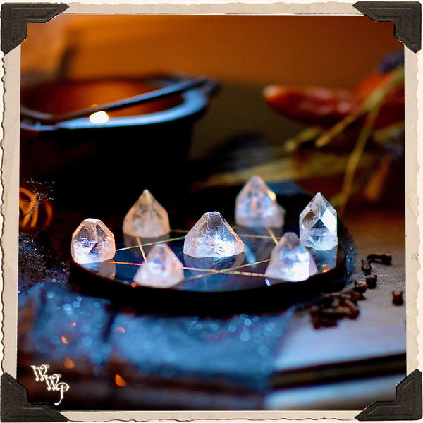 BLACK AGATE & APOPHYLLITE CRYSTAL GRID SLAB. For Scrying & Energy Generators. White Witch Parlour