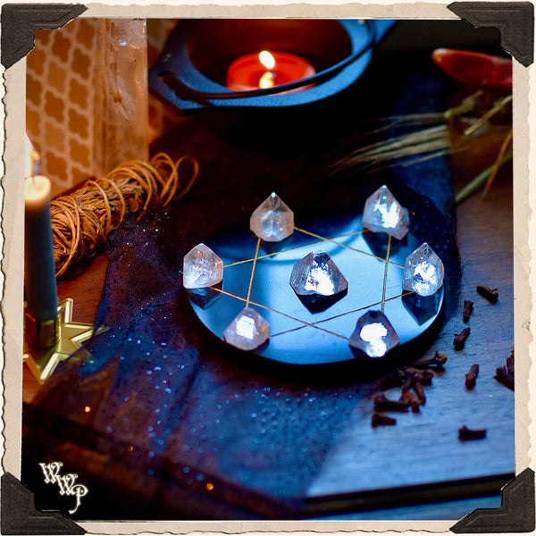 BLACK AGATE & APOPHYLLITE CRYSTAL GRID SLAB. For Scrying & Energy Generators. White Witch Parlour