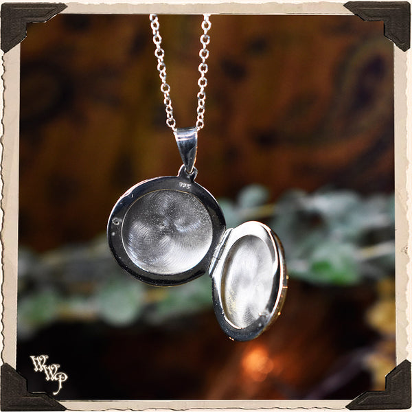 LIMITED EDITION : TIGER'S EYE LOCKET NECKLACE. For Strength & Protection. Sterling Silver.( SKU:TEL5 ) White Witch Parlour