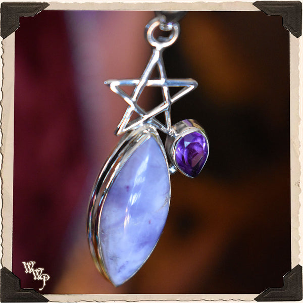 LIMITED EDITION : PURPLE TIFFANY STONE PENTACLE NECKLACE For Soul Purpose, Lightwork & Transformation