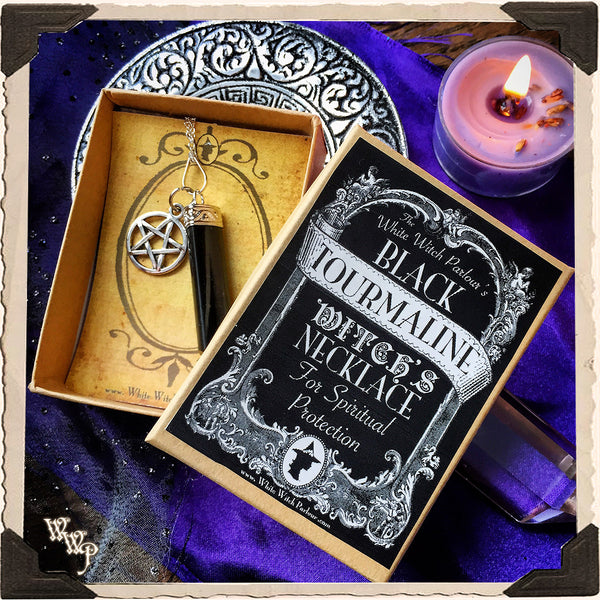 BLACK TOURMALINE PENTACLE NECKLACE. Crystal Talisman for Witchcraft & Spiritual Protection