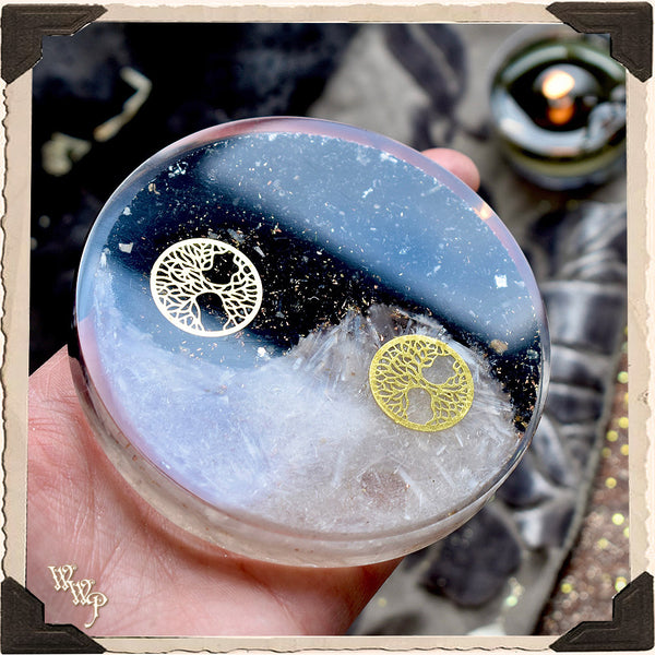 YIN & YANG ORGONE CHARGING PLATE. Black Tourmaline & Selenite for Balance & Harmony. White Witch Parlour