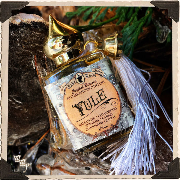 YULE Alchemy RITUAL OIL. Winter Solstice. Scent of Balsam Fir Pine & Cedarwood. Blessed by Sunstone, Garnet & Bloodstone. White Witch Parlour