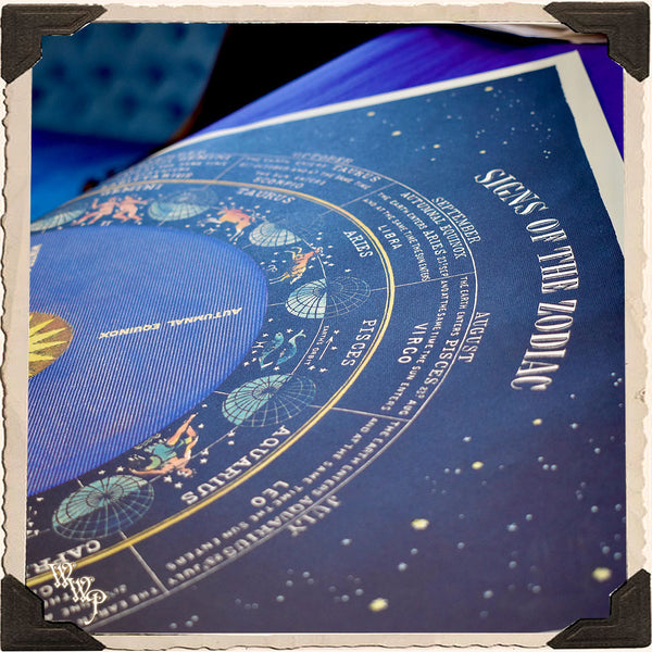 DISCONTINUED: ' ZODIAC CHART ' ASTROLOGY POSTER. Vintage Style Print For Sacred Space Decor