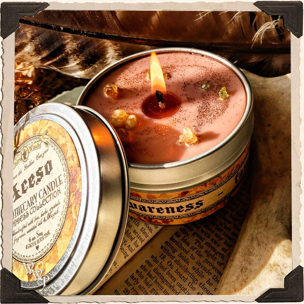 ACESO GODDESS CANDLE. 6 oz. For Comfort, Healing, Awareness, Family, Relief. White Witch Parlour