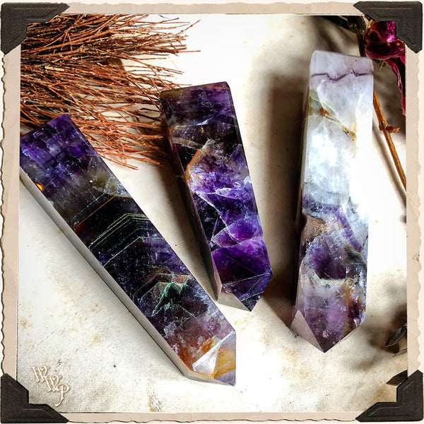 AMETHYST OBELISK POINT CRYSTAL. For Divination, Third Eye & Spiritual Growth White Witch Parlour