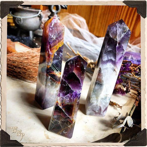 AMETHYST OBELISK POINT CRYSTAL. For Divination, Third Eye & Spiritual Growth White Witch Parlour