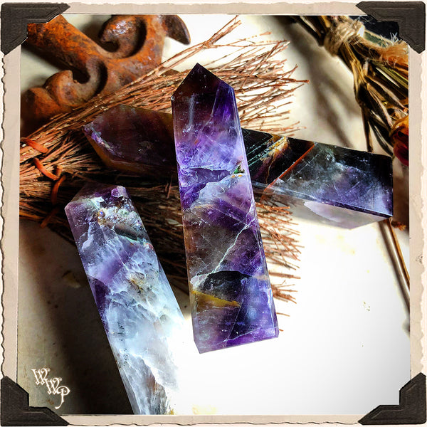 AMETHYST OBELISK POINT CRYSTAL. For Divination, Third Eye & Spiritual Growth White Witch Parlour