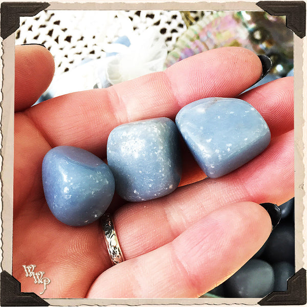 ANGELITE TUMBLED CRYSTAL. For Peace, Inspiration & Angel Guidance.