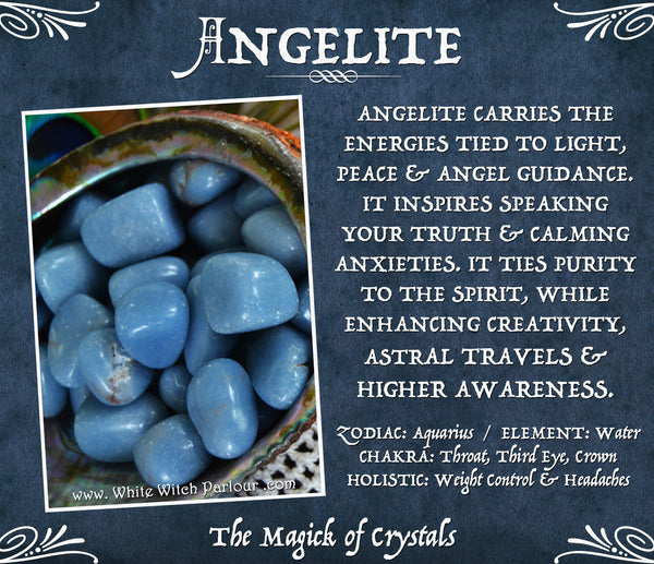 ANGELITE TUMBLED CRYSTAL. For Peace, Inspiration & Angel Guidance.