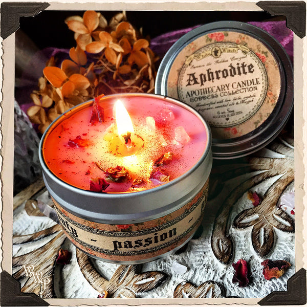 APHRODITE GODDESS CANDLE. 6 oz. For Love, Beauty, Pleasure, Passion & Procreation. White Witch Parlour