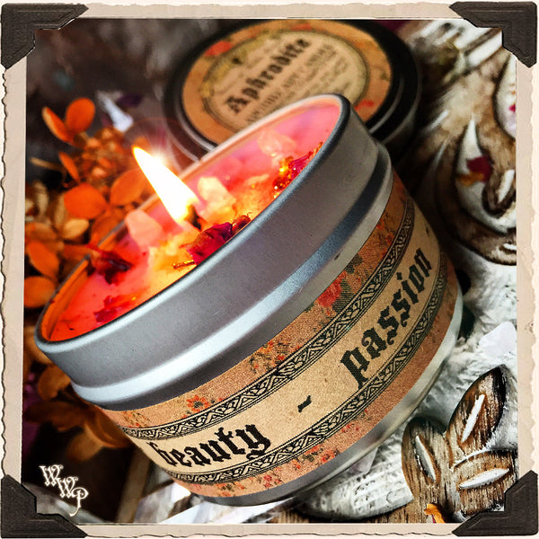 APHRODITE GODDESS CANDLE. 6 oz. For Love, Beauty, Pleasure, Passion & Procreation. White Witch Parlour