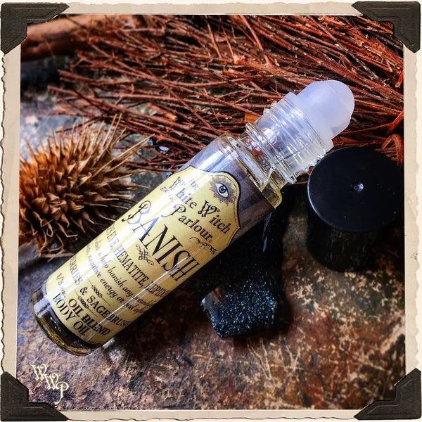 BANISH Elixir 1/3oz Body Oil Rollon. For Removing Hexes, Curses & Negative Energy. White Witch Parlour