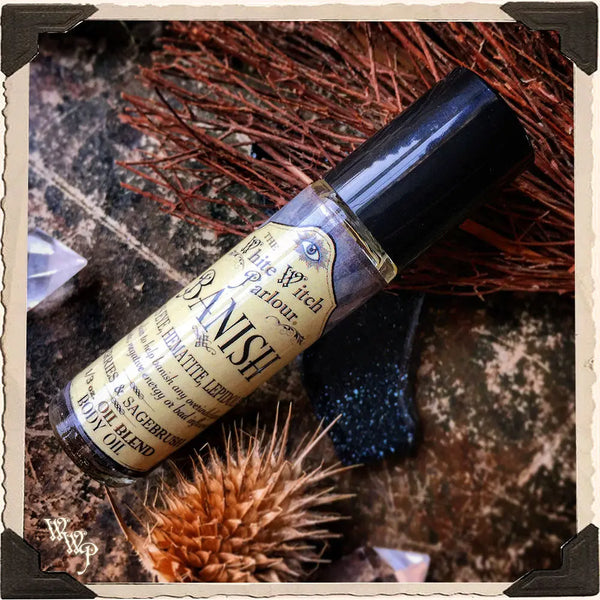 BANISH Elixir 1/3oz Body Oil Rollon. For Removing Hexes, Curses & Negative Energy. White Witch Parlour
