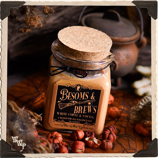 BESOMS & BREWS Apothecary CANDLE 7oz. For Hallow's Eve, Witchery & Autumnal Energy. White Witch Parlour