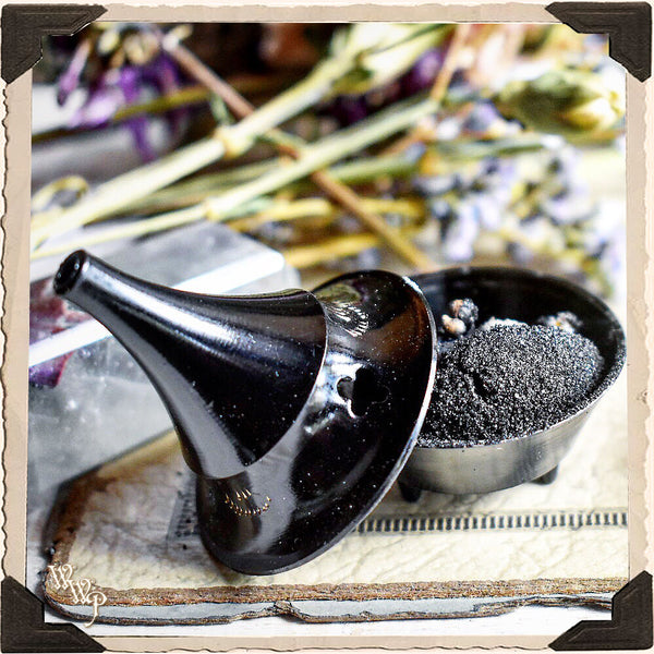 BLACK BRASS CONE INCENSE BURNER. Victorian Style Mini Censer. White Witch Parlour