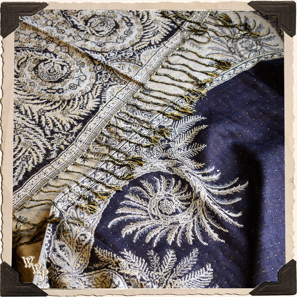 BLACK VICTORIAN-ESQUE ALTAR CLOTH. Double sided For Decor, Shawl, Tarot Readings. White Witch Parlour