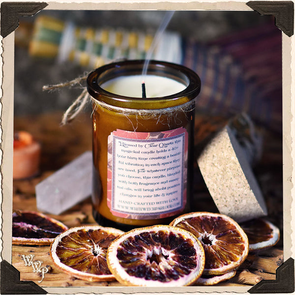 BLOOD ORANGE CANDLE APOTHECARY 5oz. For Sun Magick, Cheer & Renewal. White Witch Parlour