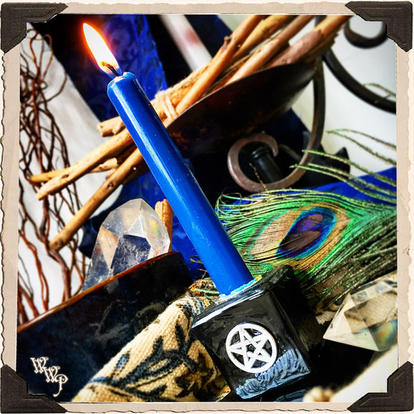 BLUE SPELL CANDLES. 13 Pack - Unscented.  For Air, Water Element & Throat Chakra. White Witch Parlour