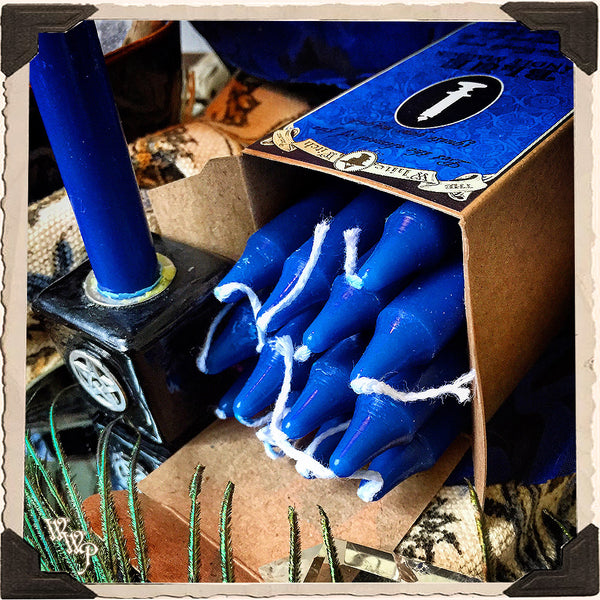 BLUE SPELL CANDLES. 13 Pack - Unscented.  For Air, Water Element & Throat Chakra. White Witch Parlour