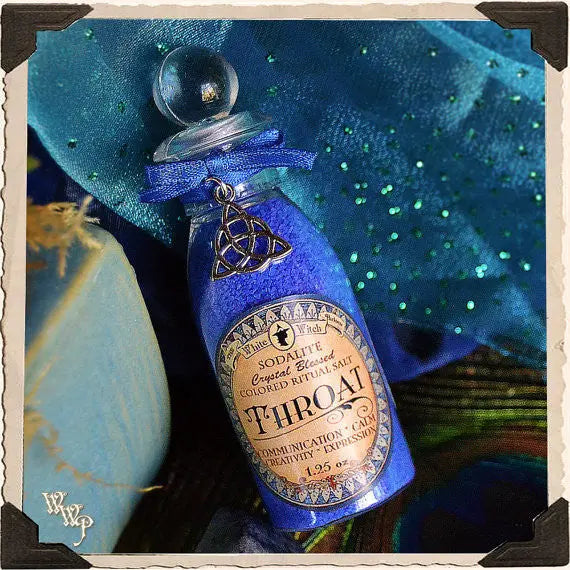 BLUE RITUAL SALT. Throat. Blessed with Sodalite & Peppermint on a Full Moon White Witch Parlour