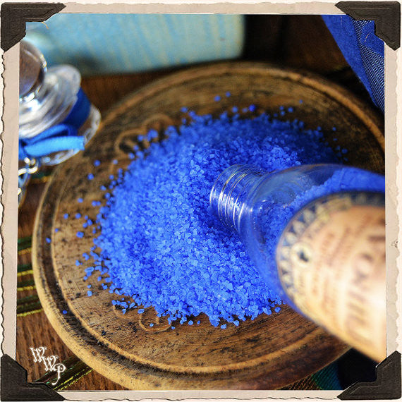 BLUE RITUAL SALT. Throat. Blessed with Sodalite & Peppermint on a Full Moon White Witch Parlour