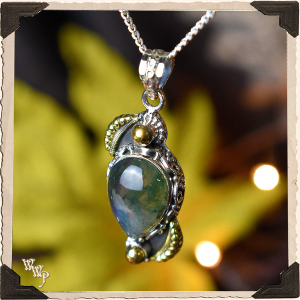 LIMITED EDITION : GREEN MOSS AGATE NECKLACE. For Spring, Abundance & New Growth. White Witch Parlour