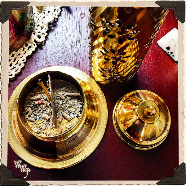 BRASS INCENSE BURNER TOWER. Upright Victorian Style Aluminum Incense Stick Holder. White Witch Parlour