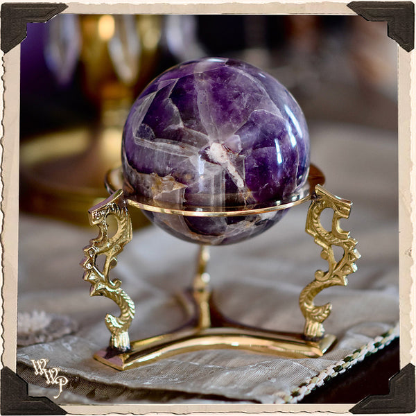 BRASS VICTORIAN DRAGON SPHERE STAND / BASE. 55mm - 150mm