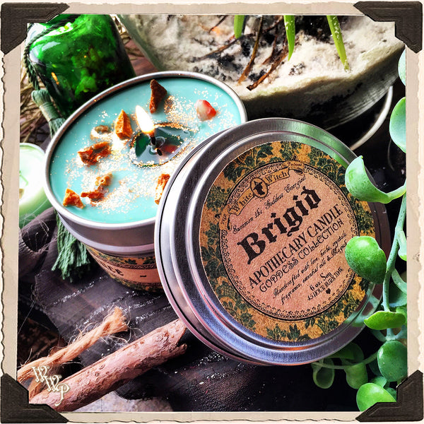 BRIGID GODDESS CANDLE. 6 oz. For Renewal, Fertility, Abundance, Healing & Growth. White Witch Parlour