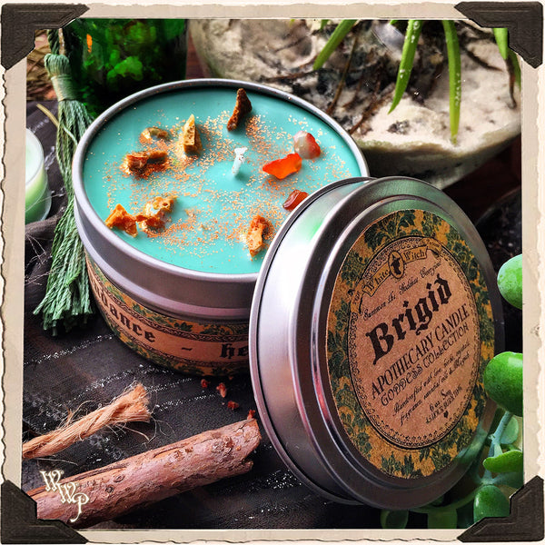 BRIGID GODDESS CANDLE. 6 oz. For Renewal, Fertility, Abundance, Healing & Growth. White Witch Parlour
