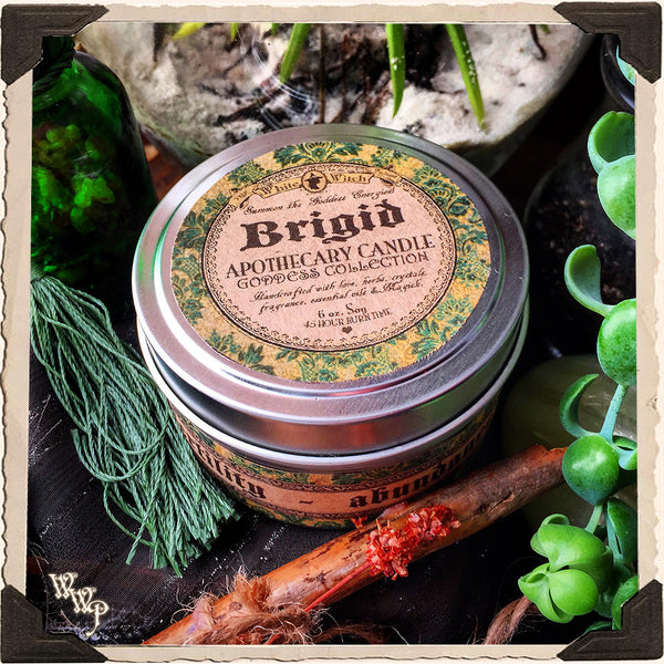 BRIGID GODDESS CANDLE. 6 oz. For Renewal, Fertility, Abundance, Healing & Growth. White Witch Parlour