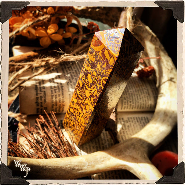 CALLIGRAPHY SCRIPT CRYSTAL OBELISK. For Past Life Recall, Earth Energy Healing, Akashic Records. White Witch Parlour