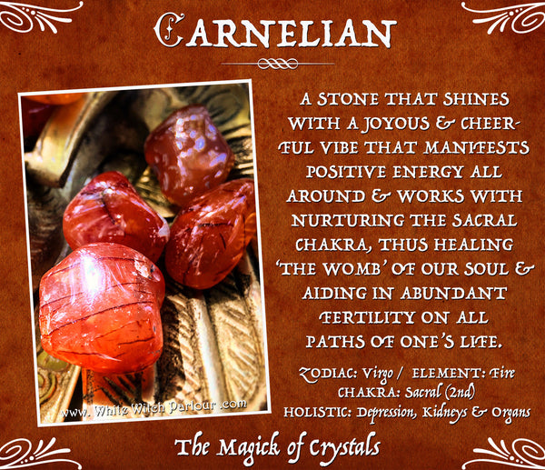 CARNELIAN TUMBLED CRYSTAL. For Positive Energy, Motivation & Courage. White Witch Parlour